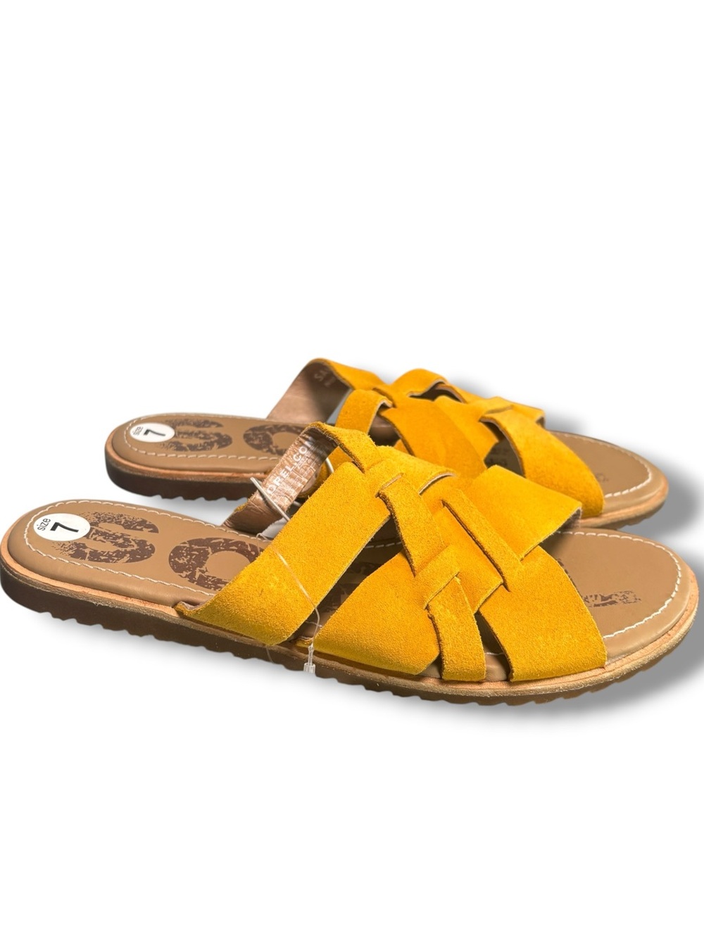 Sorel Ella Golden Yellow Suede Slide Sandals Size 7 NWT - Picture 13 of 15
